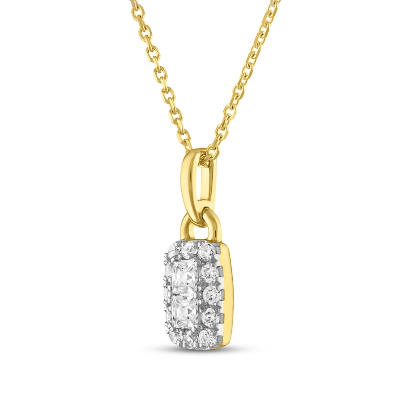 Main Image 2 of Forever Connected Diamond Necklace 1/3 ct tw Round & Princess-cut 10K Yellow Gold 18"