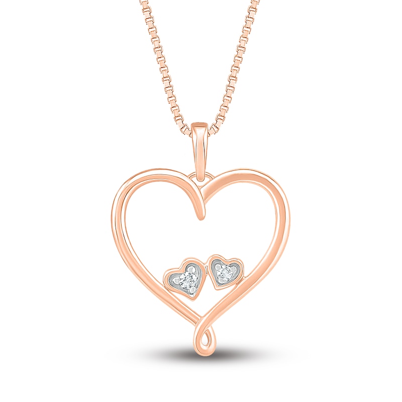 Main Image 1 of Diamond Heart Necklace 10K Rose Gold 18"