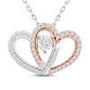 Thumbnail Image 1 of Diamond Double Heart Necklace 1/4 ct tw 10K Two-Tone Gold 18"