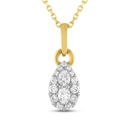 Forever Connected Diamond Necklace 1/3 ct tw Pear & Round-Cut 10K Yellow Gold 18&quot;