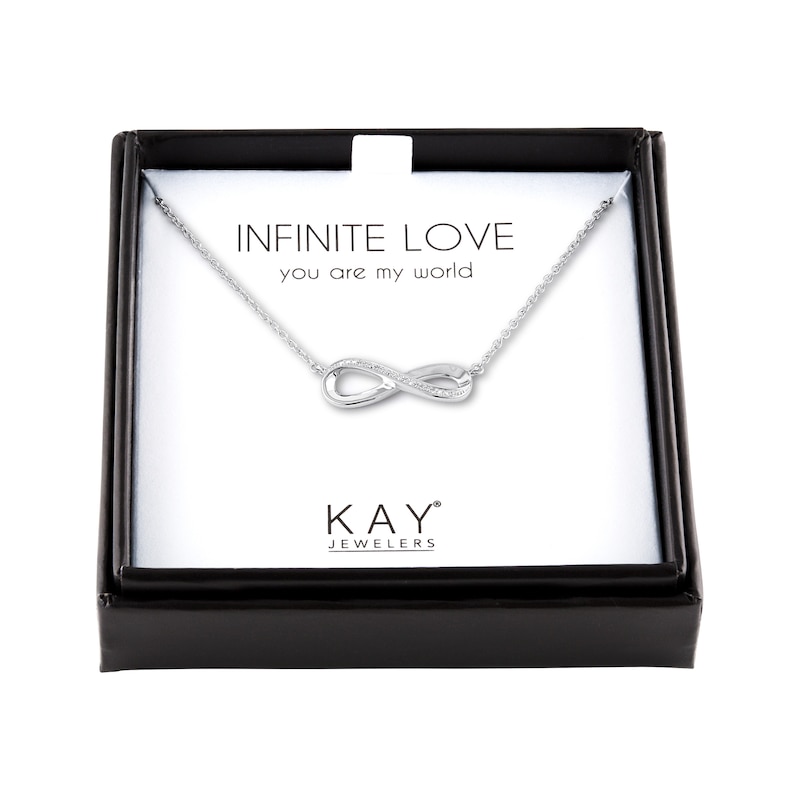 Main Image 1 of Infinity Necklace with Diamonds Sterling Silver