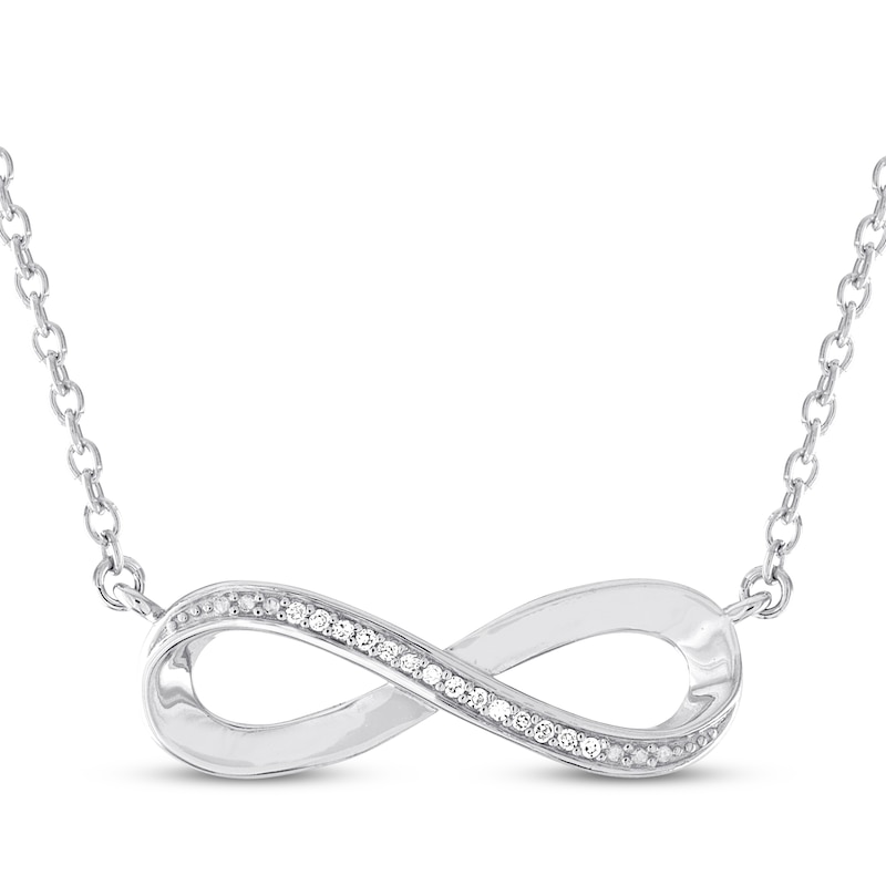 Main Image 2 of Infinity Necklace with Diamonds Sterling Silver