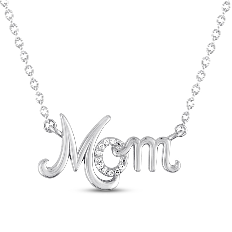 Main Image 1 of "Mom" Necklace with Diamonds Sterling Silver