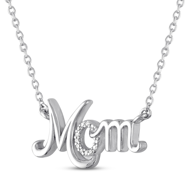 Main Image 2 of "Mom" Necklace with Diamonds Sterling Silver