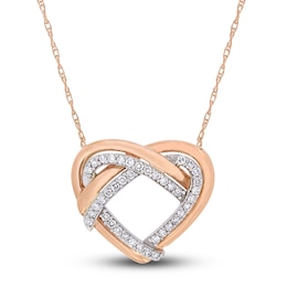 Diamond Heart Necklace 1/5 ct tw Round-Cut 10K Two-Tone Gold 17"