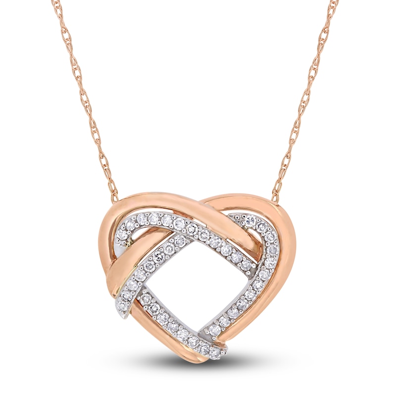 Main Image 1 of Diamond Heart Necklace 1/5 ct tw Round-Cut 10K Two-Tone Gold 17"