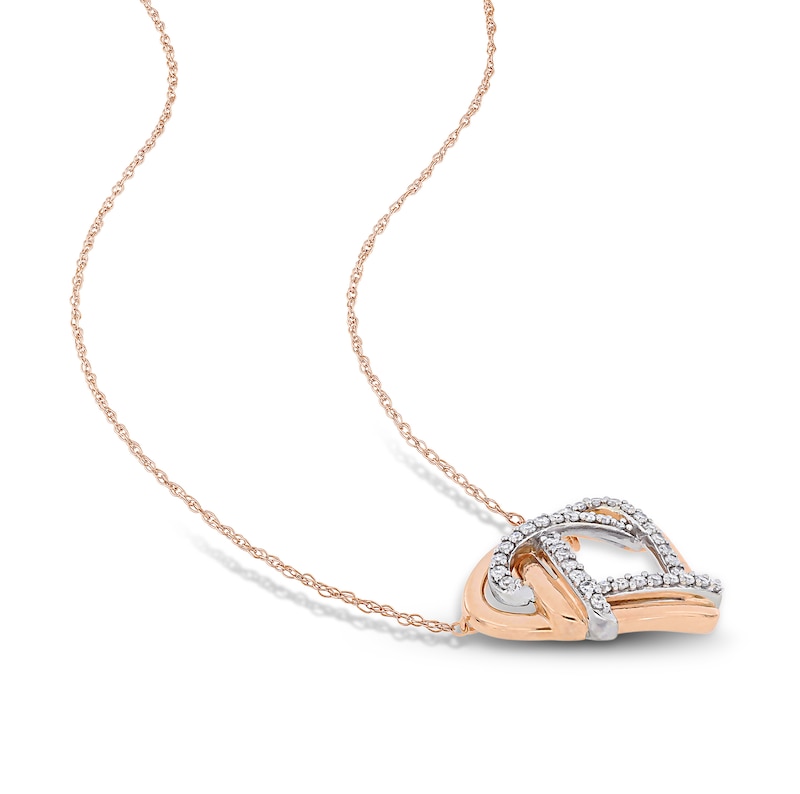 Main Image 3 of Diamond Heart Necklace 1/5 ct tw Round-Cut 10K Two-Tone Gold 17"