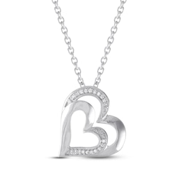 Heart Necklace with Diamonds Sterling Silver