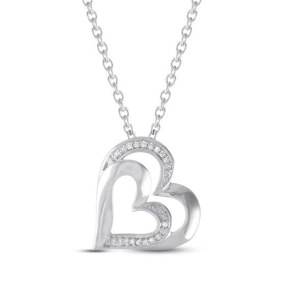 Heart Necklace with Diamonds Sterling Silver
