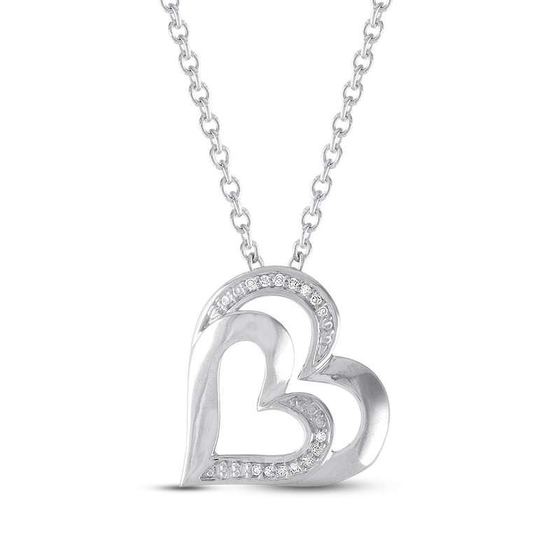 Main Image 1 of Heart Necklace with Diamonds Sterling Silver