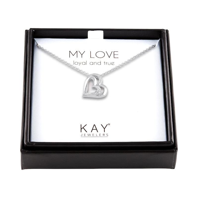 Main Image 3 of Heart Necklace with Diamonds Sterling Silver