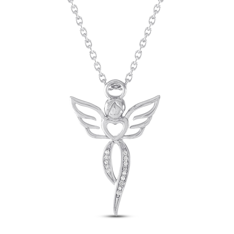 Main Image 1 of Angel Necklace with Diamonds Sterling Silver