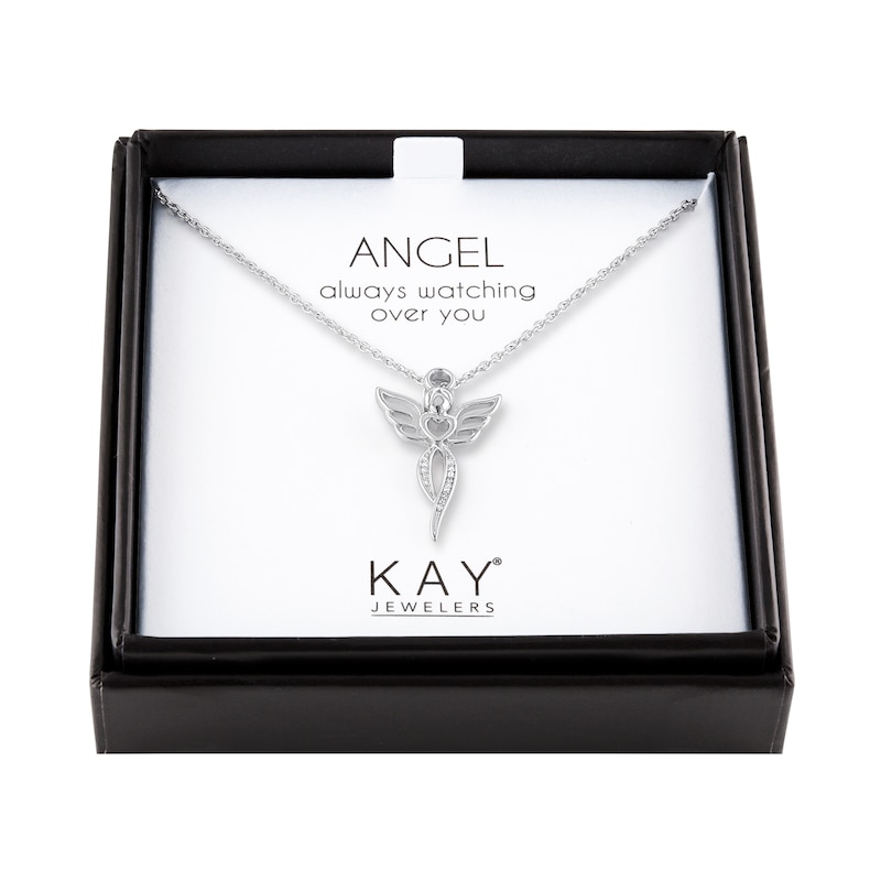 Main Image 3 of Angel Necklace with Diamonds Sterling Silver
