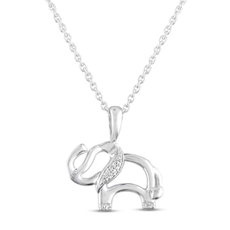 Elephant Necklace with Diamonds Sterling Silver