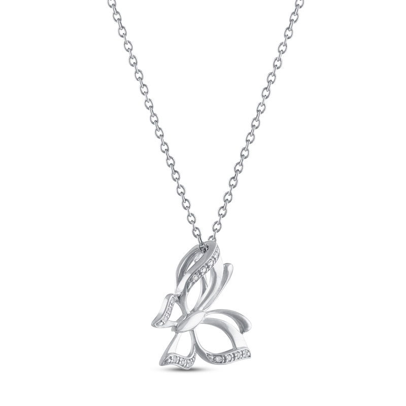 Main Image 2 of Diamond Butterfly Necklace Sterling Silver 18"
