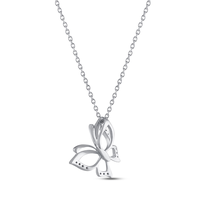 Main Image 3 of Diamond Butterfly Necklace Sterling Silver 18"