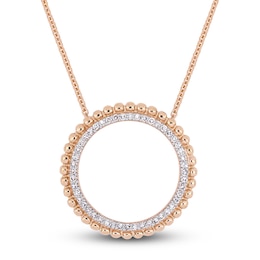 Diamond Circle Necklace 1/4 ct tw Round-Cut 14K Rose Gold 18&quot;