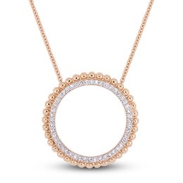 Diamond Circle Necklace 1/4 ct tw Round-Cut 14K Rose Gold 18"