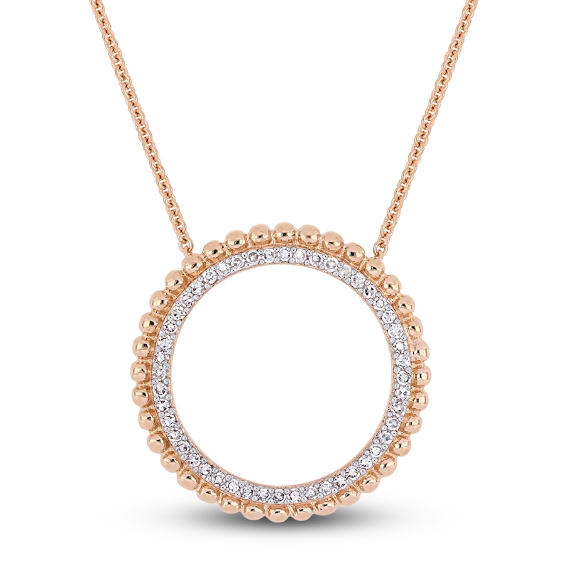 Diamond Circle Necklace 1/4 ct tw Round-Cut 14K Rose Gold 18"