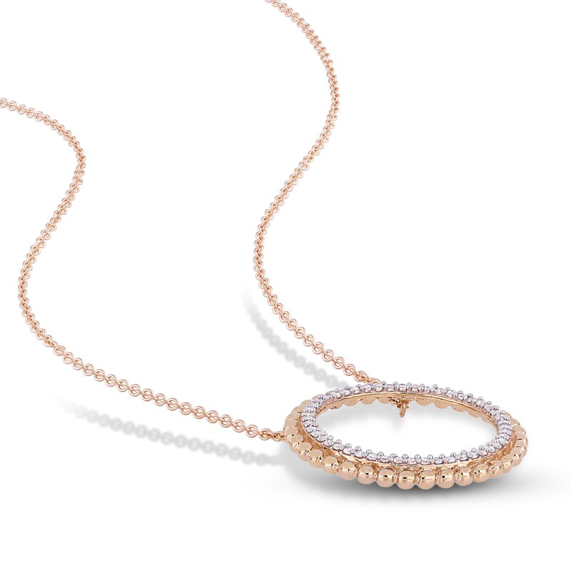 Main Image 3 of Diamond Circle Necklace 1/4 ct tw Round-Cut 14K Rose Gold 18"