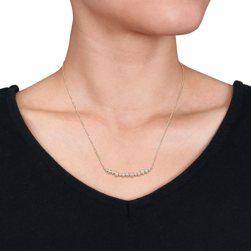 Main Image 2 of Diamond Necklace 1/2 ct tw Round-Cut 14K Yellow Gold 17"