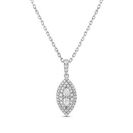 Forever Connected Diamond Necklace 1/4 ct tw Pear & Round-Cut 10K White Gold 18&quot;