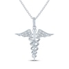 Thumbnail Image 1 of Diamond Caduceus Necklace Sterling Silver 18"