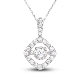 Unstoppable Love Diamond Necklace 1/4 ct tw Round-cut Sterling Silver 19&quot;