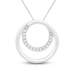 Diamond Necklace 1/20 ct tw Round-cut Sterling Silver 19&quot;