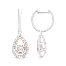 Unstoppable Love Diamond Dangle Earrings 1/4 ct tw Round-cut 10K Rose Gold & Sterling Silver