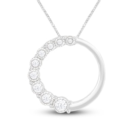 Diamond Circle Necklace 1/5 ct tw Round-cut 10K White Gold 19"