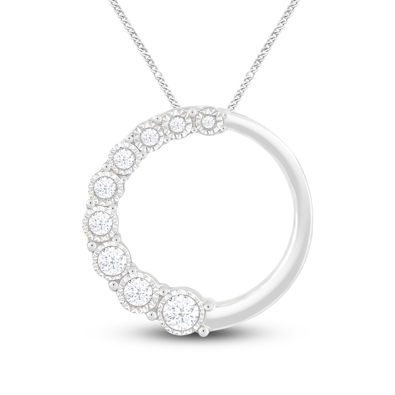 Main Image 1 of Diamond Circle Necklace 1/5 ct tw Round-cut 10K White Gold 19"