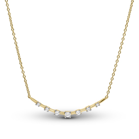 Diamond Smile Necklace 1/5 ct tw Round-cut 10K Yellow Gold 16.4"
