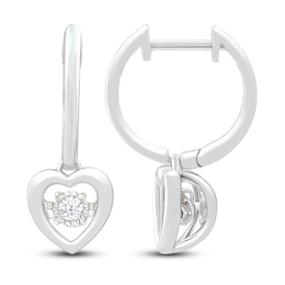 Unstoppable Love Diamond Heart Earrings 1/10 ct tw Round-cut Sterling Silver