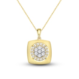 Diamond Square Necklace 1/2 ct tw Round-cut 10K Yellow Gold 18"