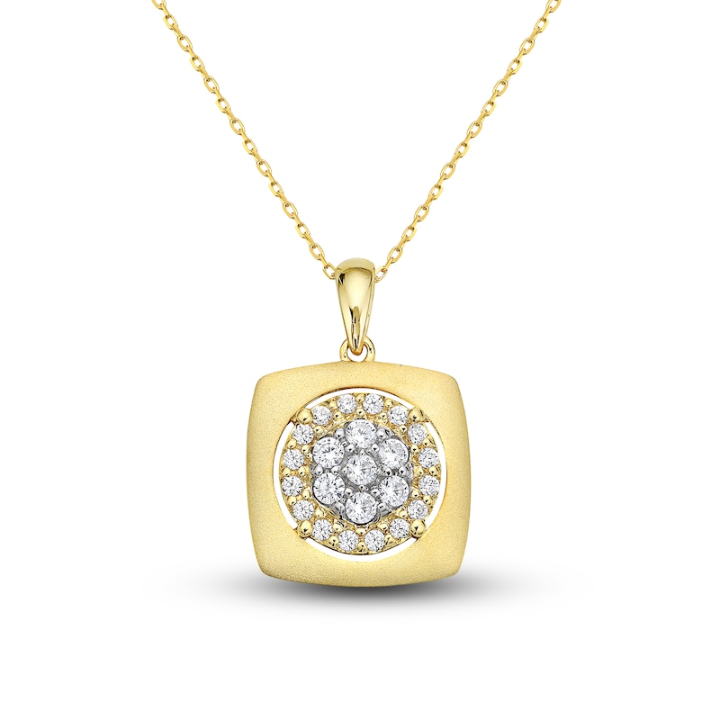 Main Image 1 of Diamond Square Necklace 1/2 ct tw Round-cut 10K Yellow Gold 18"