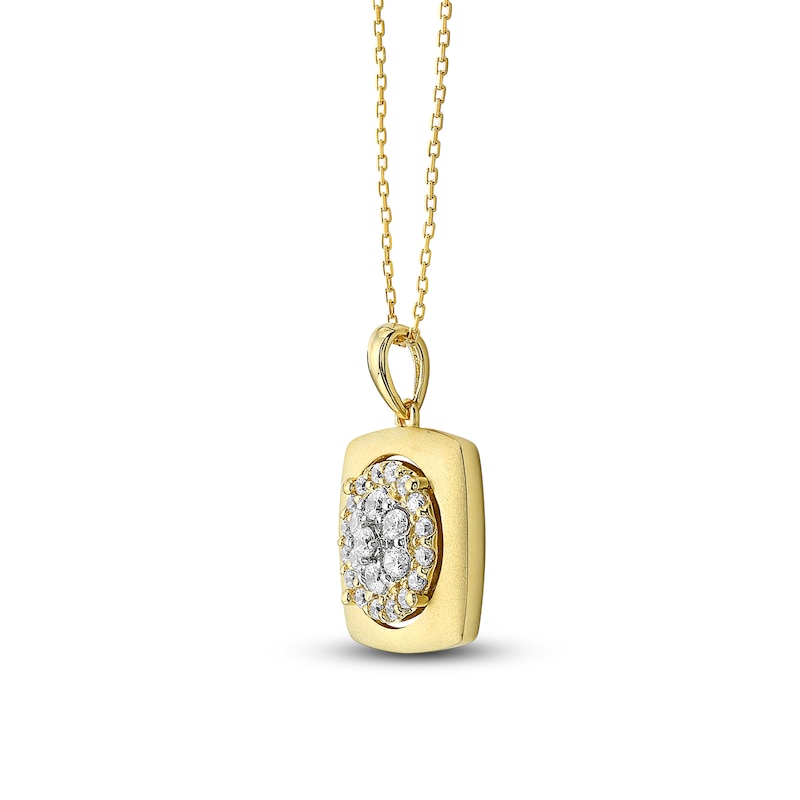 Main Image 2 of Diamond Square Necklace 1/2 ct tw Round-cut 10K Yellow Gold 18"