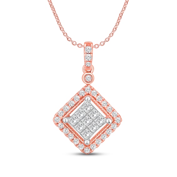 Diamond Necklace 3/4 ct tw Princess & Round-cut 10K Two-Tone Gold 18"