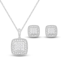 Diamond Boxed Set 1/5 ct tw Round-cut Sterling Silver 19&quot;