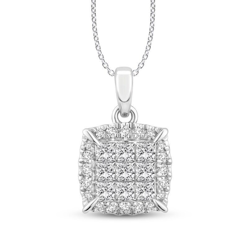 Main Image 1 of Diamond Necklace 3/4 ct tw Princess & Round-cut 10K White Gold 18"
