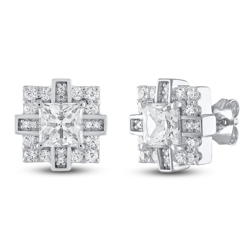 Main Image 1 of Men's KAY Lab-Grown Diamonds Square-Cut Stud Earrings 2 ct tw 14K White Gold