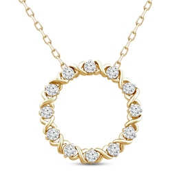 XO, from KAY Diamond Circle Necklace 1/4 ct tw Round-cut 10K Yellow Gold 18&quot;