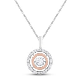 Unstoppable Love Diamond Necklace 1/4 ct tw Sterling Silver & 10K Rose Gold 19&quot;