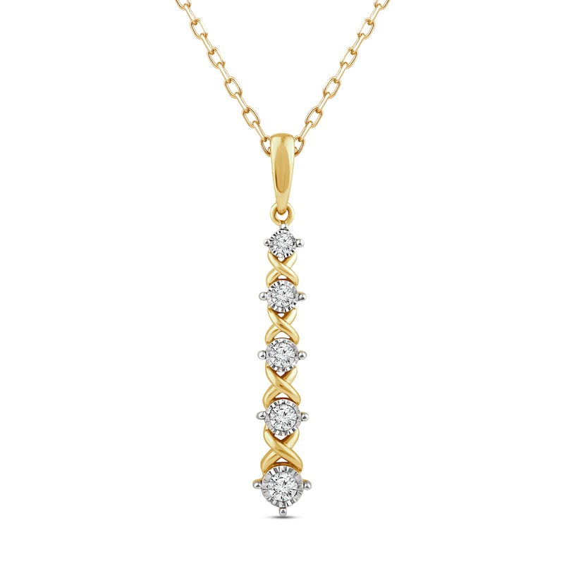 XO from KAY Diamond Necklace 1/10 ct tw Round-cut 10K Yellow Gold 18"