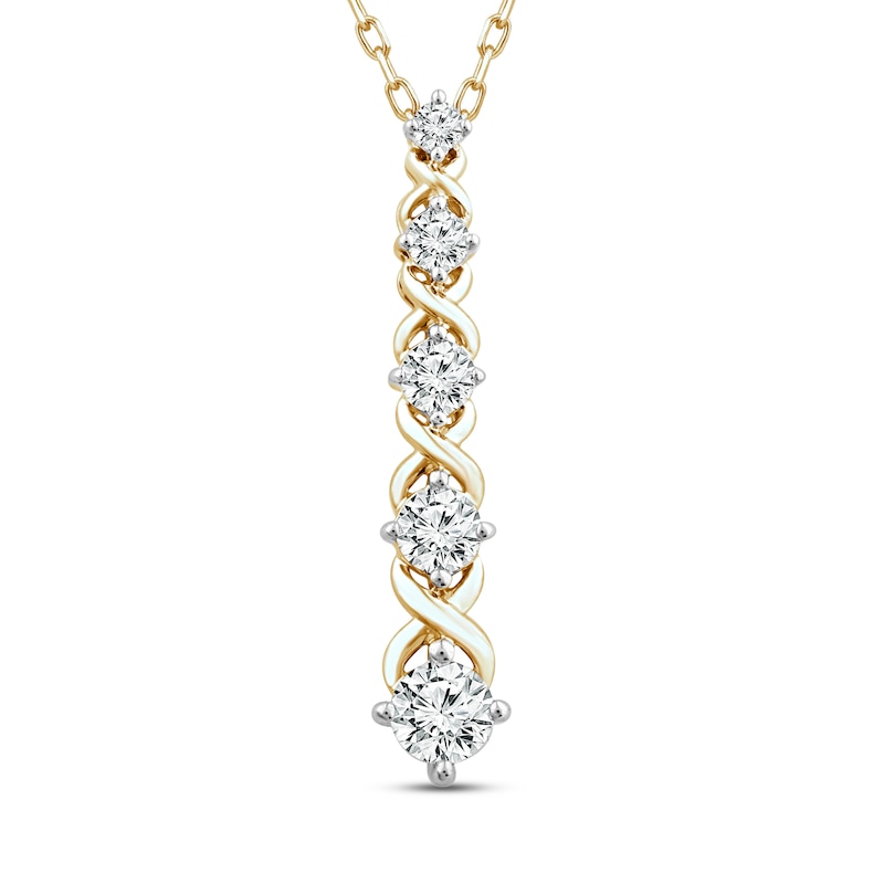 Main Image 1 of XO from KAY Diamond Necklace 1/2 ct tw Round-cut 10K Yellow Gold 18"