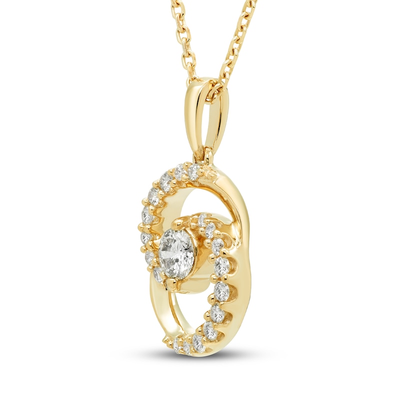 Main Image 2 of Encircled by Love Diamond Necklace 1/3 ct tw Round-cut 10K Yellow Gold 18"