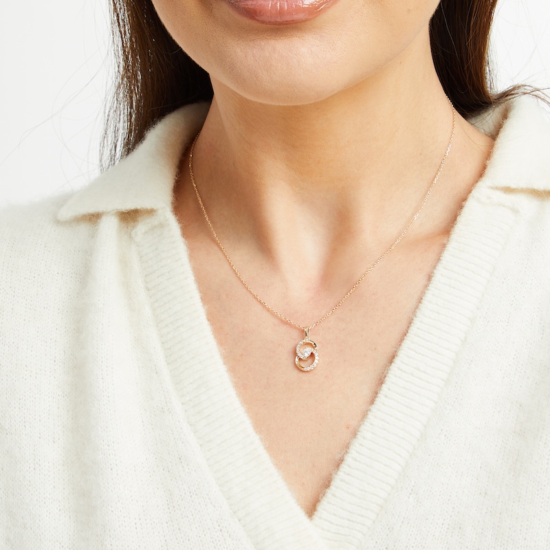 Main Image 4 of Encircled by Love Diamond Necklace 1/3 ct tw Round-cut 10K Yellow Gold 18"