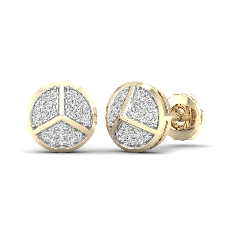 Main Image 1 of Men's Diamond Pyramid Stud Earrings 1/8 ct tw Round-cut 10K Yellow Gold