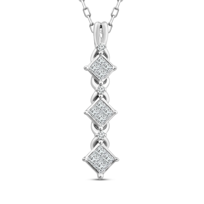 XO from KAY Diamond Necklace 1/4 ct tw Princess & Round-cut 10K White Gold 18"