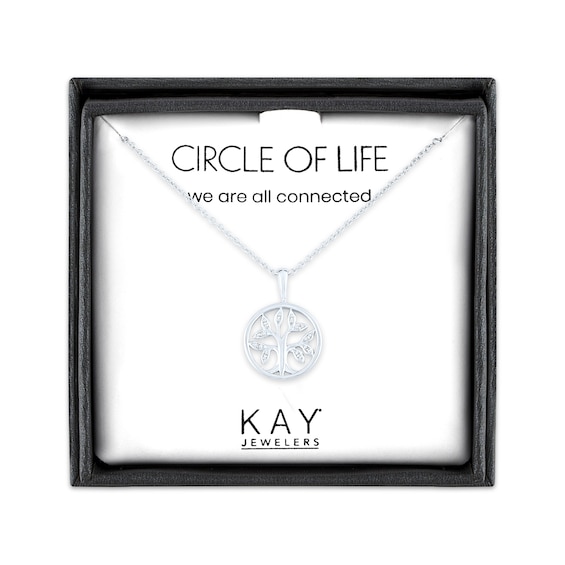 Diamond Tree of Life Necklace Sterling Silver 18"
